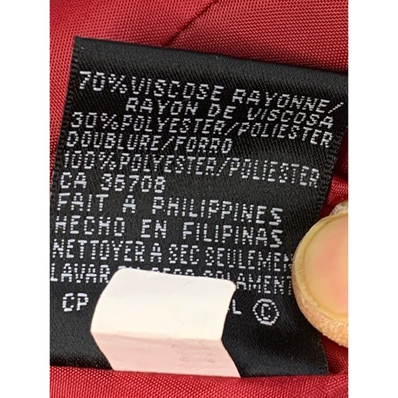 Kasper for Dillards Red Blazer Size 12 Lined 5 Button Stand Collar Holiday 6618 - Picture 8 of 14